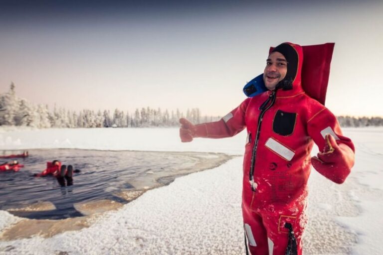 Daytime Ice Floating Rovaniemi, Frozen Lake Experience - Thermal rescue suits: the secret sauce (and how to dress for them)