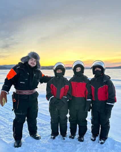 Ivalo: Snowmobile Safari, Meet and Feed Reindeers with Lunch - First-Timer Friendly Snowmobile Time on Frozen Ivalo River