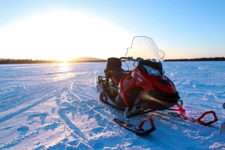 Levi: 3 Hour Snowmobile Safari Around Levi with Coffee Break - First ride segment from Sirkka: snowy forests, swamp stretches, and stops for photos